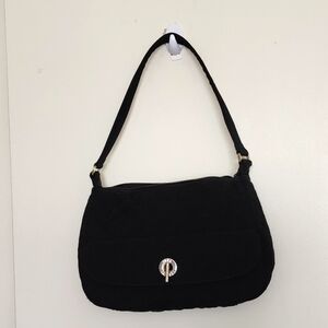 Vera BRADLEY,Black QUILTED Crescent Shoulder Bag